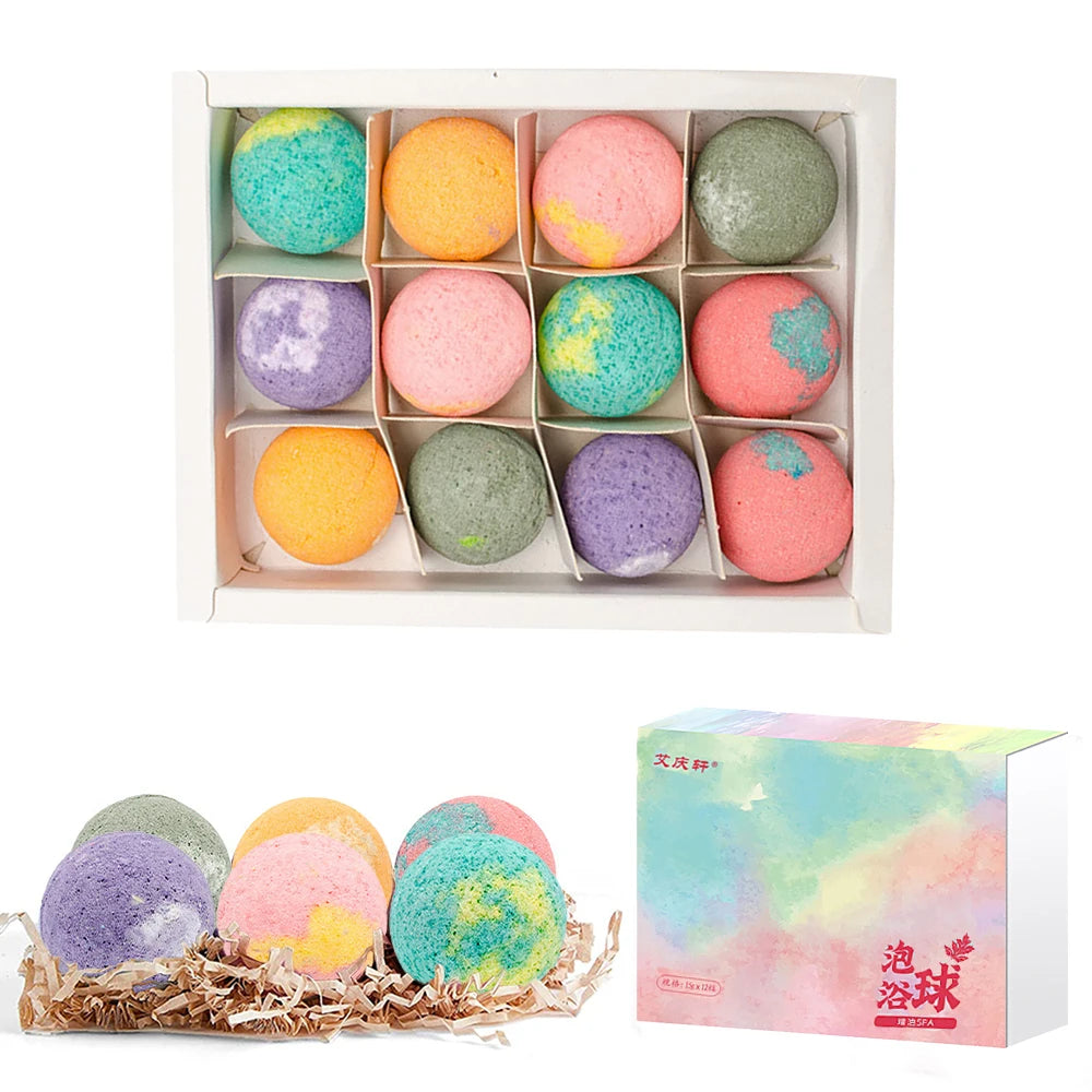 Aromatherapy Bath Bomb Set (12) – Stress Relief, Exfoliation & Skin Moisturizing
