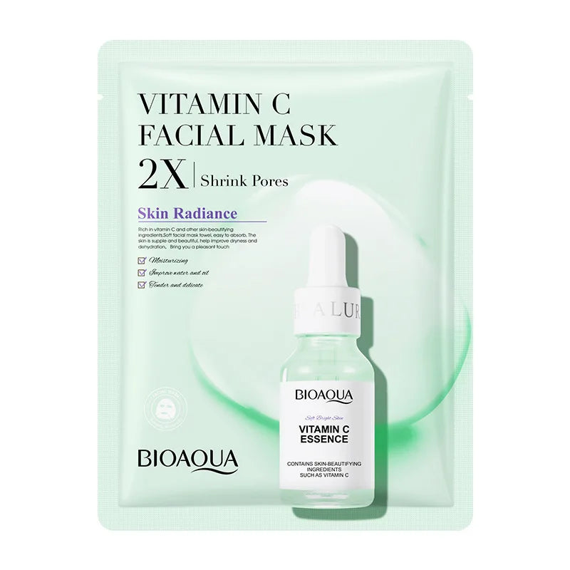 BIOAQUA Facial Mask Set - 20 Hydrating Sheet Masks with  for Deep Moisture & Skin Revitalization: Centella / Collagen / Vitamin C / Hyaluronic Acid / Combo 