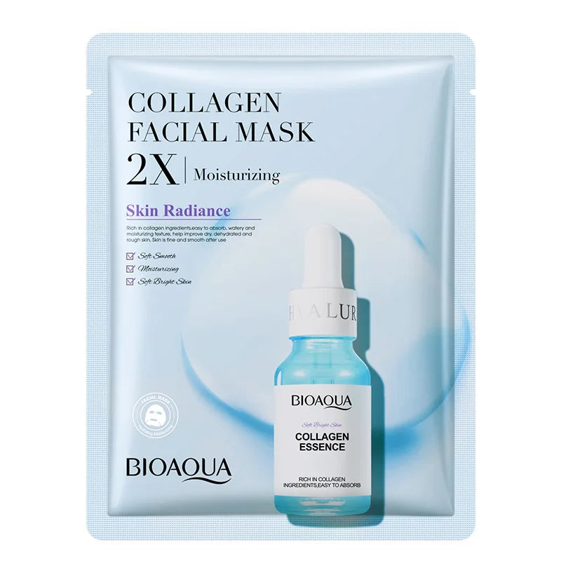 BIOAQUA Facial Mask Set - 20 Hydrating Sheet Masks with  for Deep Moisture & Skin Revitalization: Centella / Collagen / Vitamin C / Hyaluronic Acid / Combo 