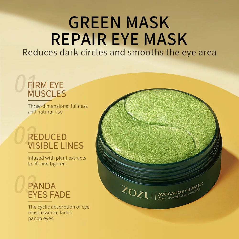 Zozu 120-Piece Avocado / Golden / Combo Collagen Eye Mask Set - Anti-Dark Circles, Eye Bag Reduction, Moisturizing & Firming Eye Patches